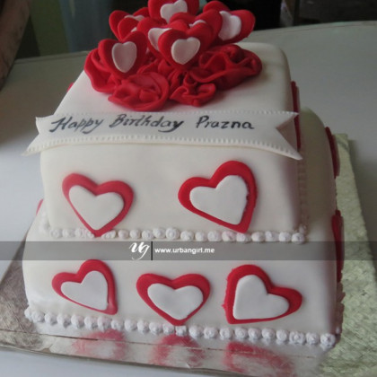 Delicious Delights Fondant Double Decker Anniversary Cake