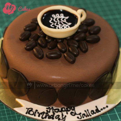 Decadent Chocolate Cake with Coffee Art
