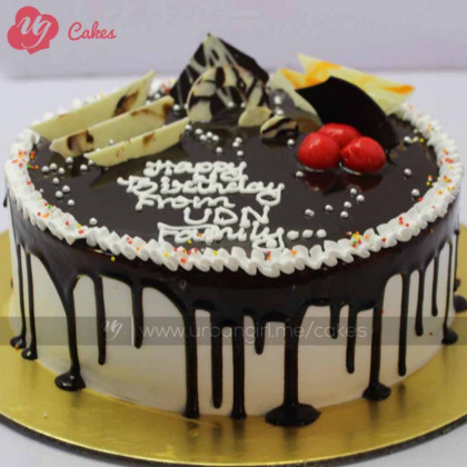 Mixed Chocolate Garnished Choco-Vanilla Cake