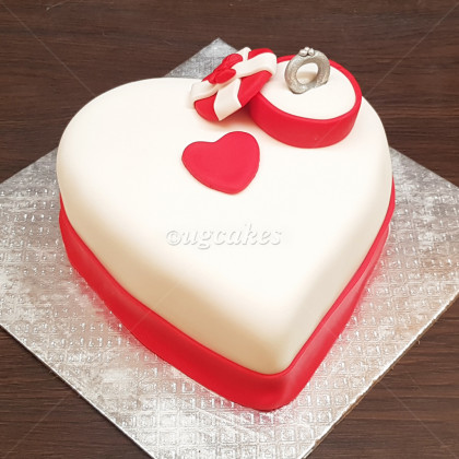 Heart-shaped Anniversary Cake with Ring