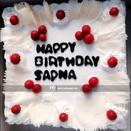 White Cream and Cherry Delight Birthday Cake