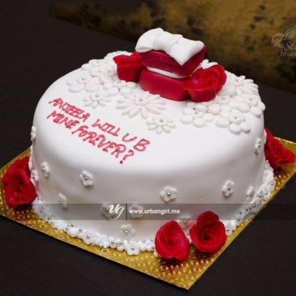 Engagement Cake with Ring and Roses