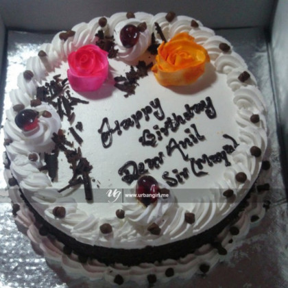 Black Forest Cake with Roses and Cherries