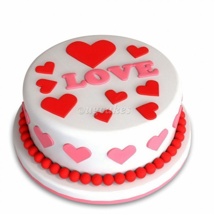 Round White forest Love Cake For Valentine