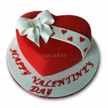 Red Heart Shaped Valentines Cake