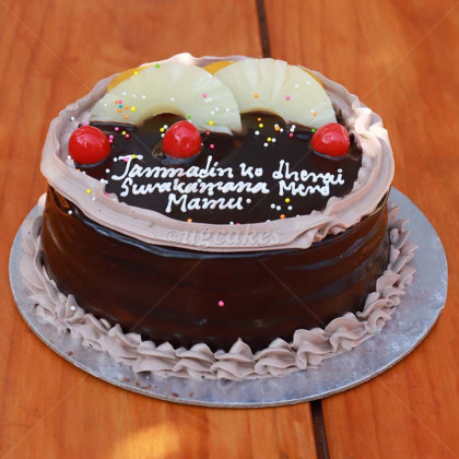 Classic Chocolate Cake with Pineapple and Cherry