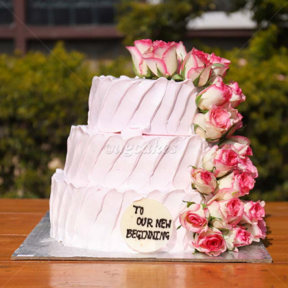 Triple Decker Floral wedding Cake