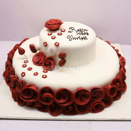 Double Decker Rosette Wedding Cake