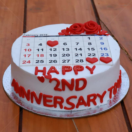 Single Deck Calendar Printed Anniversary Cake
