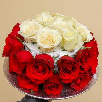 Red and White Rosette Cake