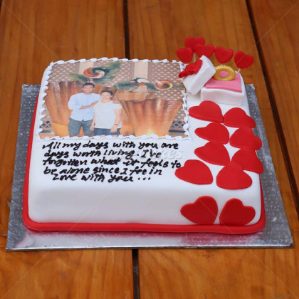 Edible Photo Framed Cake with Edible Ring Box