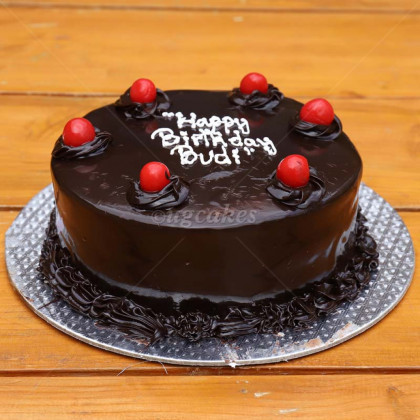 A Simple Chocolate Cake Cherries