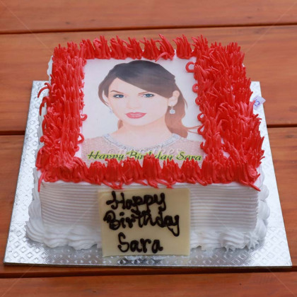 Photo Printed Birthday Cake with creamy border