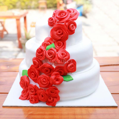 Triple Deck Wedding Cake with Roses