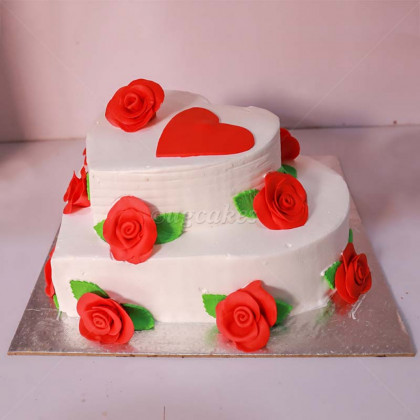 Double Decker Rosette Heart Shaped Cake