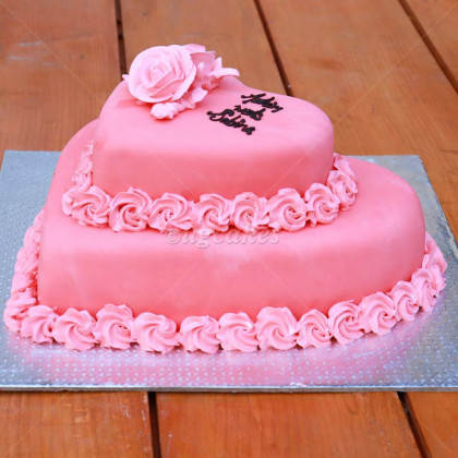 Pink Heart Shaped Double Decker Cake