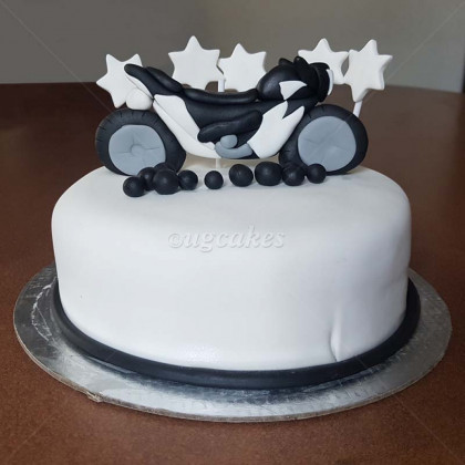 Black and White Bike Themed Cake