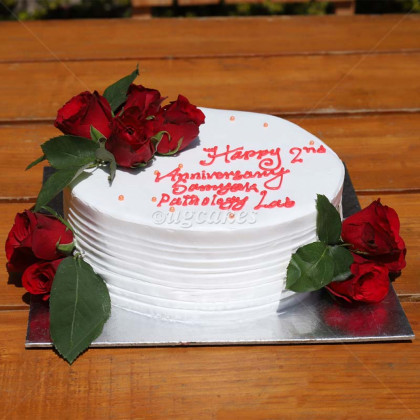Anniversary Cake with Real Roses