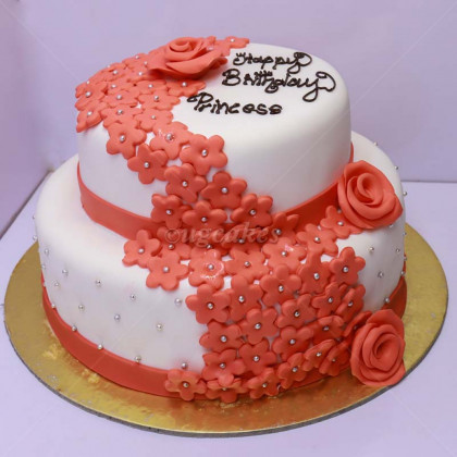 Double Decker White fondant cake