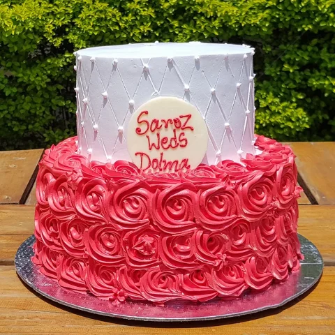 Double Deck Rosette Wedding Cake