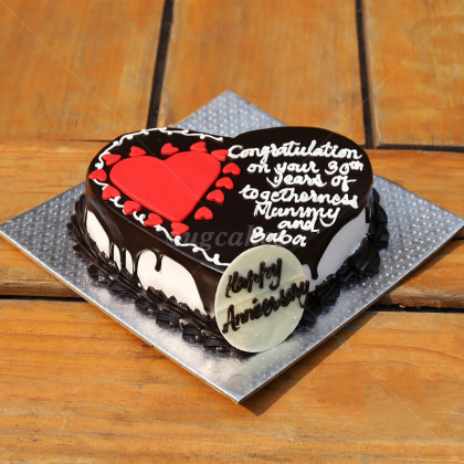Heart Shaped Anniversary Chocolate Cake