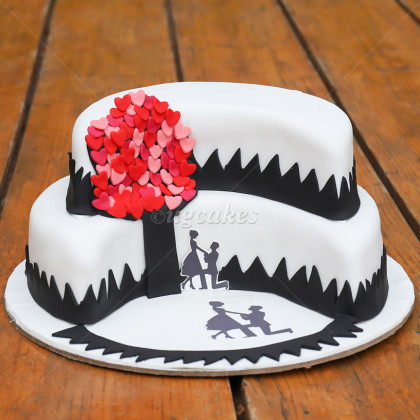Double Deck Moon Shaped Cake