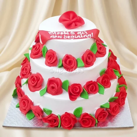 Triple Deck Non-Fondant Wedding Cake