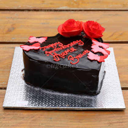 Heart Shaped Anniversary Chocolate Cake