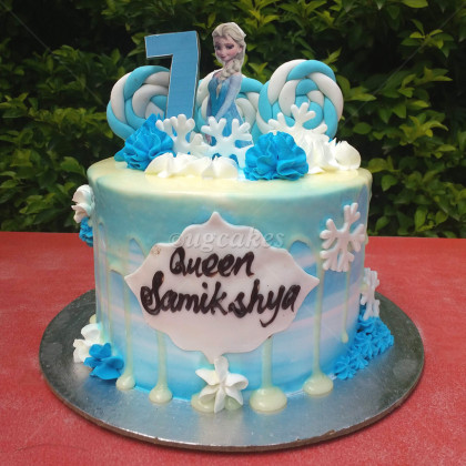 Tall Frozen Themed Birthday Cake