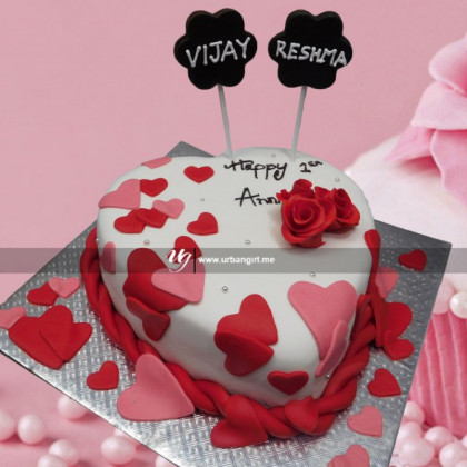 Heart-Shaped Cake with Heart Designs