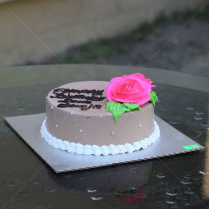 Birthday Cake with Creamy Rose