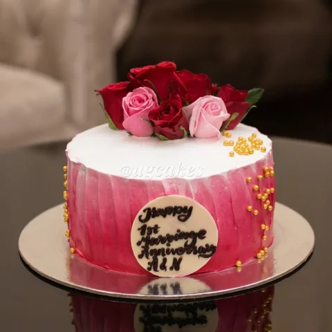 Anniversary Cake with Roses
