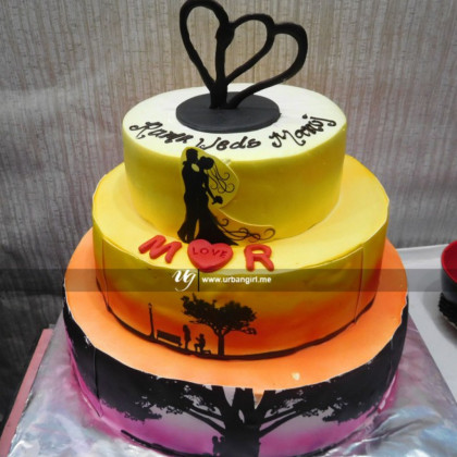 Triple Decker Personalized Wedding Cake with Custom Prints