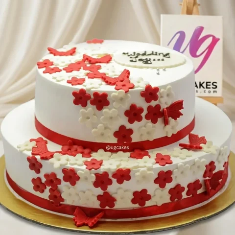 Double Decker Wedding Cake with Flowers