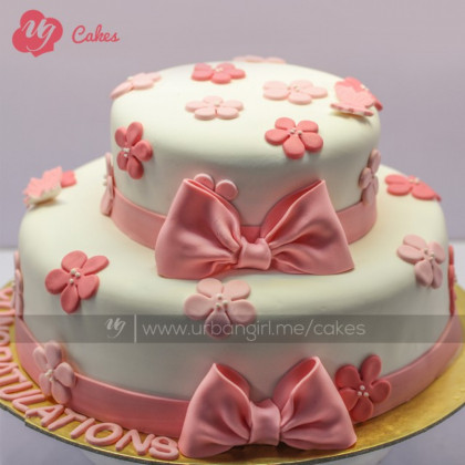 Delicate Color Fondant Double Decker Cake