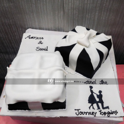Engagement Celebration Cake with Fondant