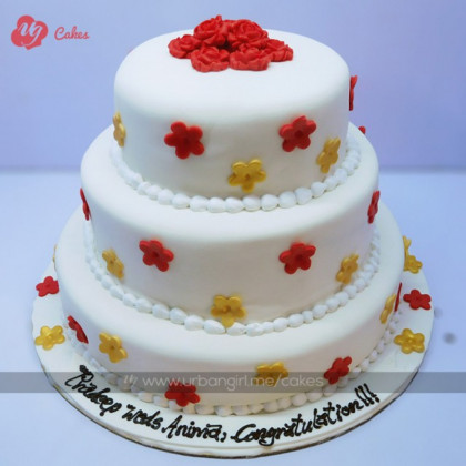 Triple Decker Simple Wedding Cake