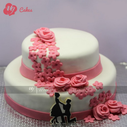 Double Decker Wedding Cake with Fondant