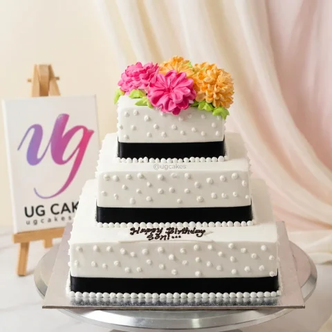 Colorful Triple Decker Wedding Cake