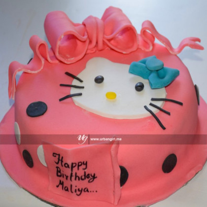 Hello Kitty Birthday Cake with Printed Design and Ribbon