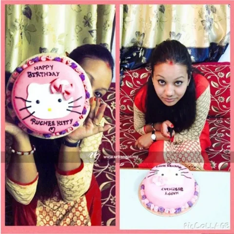 Hello Kitty Printed Birthday Cake with Rose Border