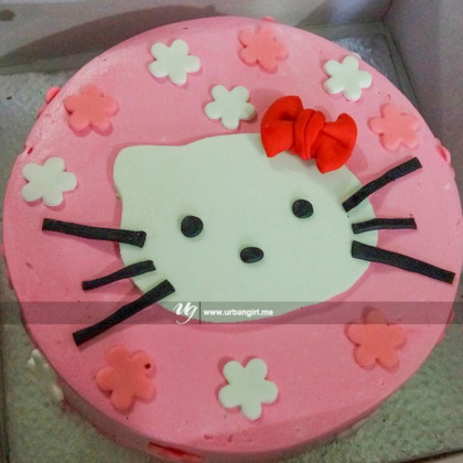 Hello Kitty Birthday Cake with Flower Print