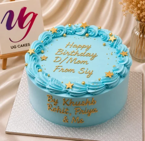 Blue & Gold Border Cake