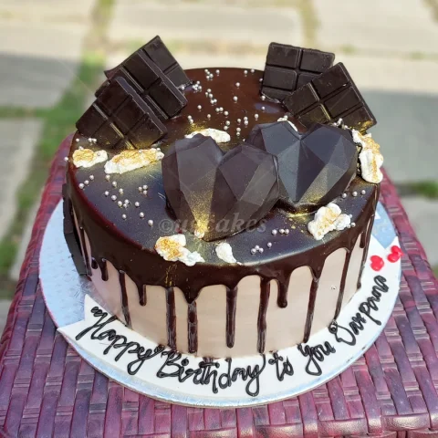 Chocolate Cake with Pinata Heart Topping