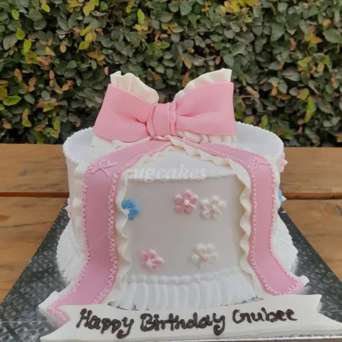 Cute Ribbon Birthday Cake