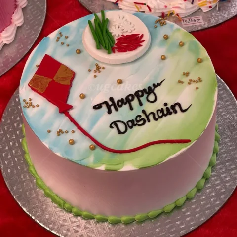 Dashain Themed Cake with Kite, Tika Nand Jamara on Top