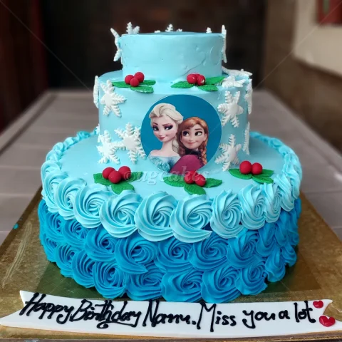 Frozen Themed 3 Tier Birthday Cake