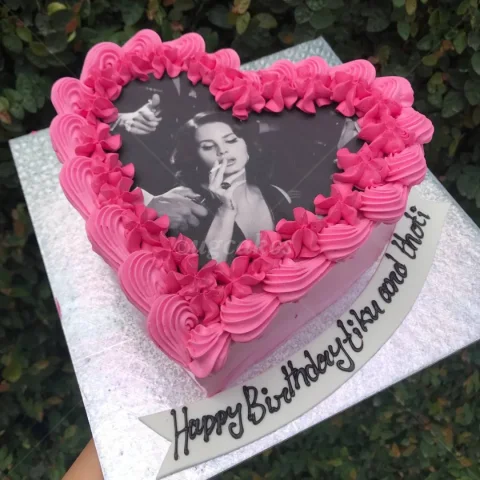 Heart Shaped Cake with Lana Del Rey Print