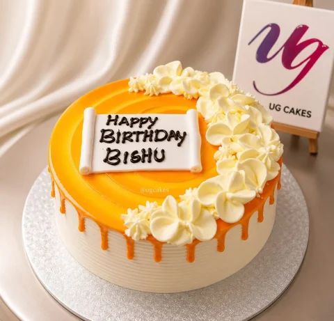 Butterscotch Drip Floral Cake