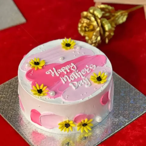 Mothers Day Cake with Yellow Flowers